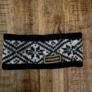 Artesania Black white and Gray Knit 100% alpaca wool Headband